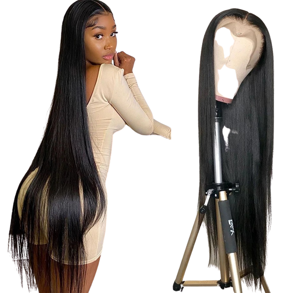 Bone straight high quality 40 inch human hair lace front wig