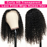 VTAOZI Curly HD Transparent Lace Front Wigs Human Hair for Black Women Pre Plucked with Baby Hair 150% Density Brazilian Curly 13x4 HD Lace Front Wigs Human Hair Natural Color 16 Inch