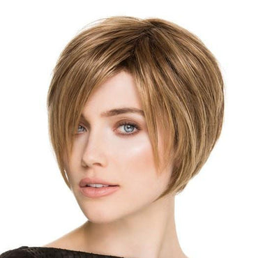 Color Light-Bernstein-Rooted = Light Auburn, Light Honey Blonde, and Light Reddish Brown blend and Dark Roots