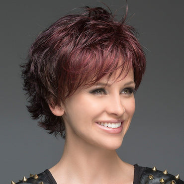 HOT AUBERGINE-MIX | Darkest Brown with hints of Plum at base and Bright Cherry Red and Dark Burgundy Highlights