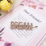 Gold Rhinestones Words Hairpins, Rhinestone Letter Bobby Pin, Word Crystal Hairpins, Metal Hair Clips,Buy together, get free shipping