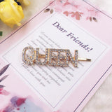 Gold Rhinestones Words Hairpins, Rhinestone Letter Bobby Pin, Word Crystal Hairpins, Metal Hair Clips,Buy together, get free shipping