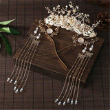 3PCS Hair Accessories for Women Hair Comb Floret Hanfu Stepping Tassel Hair Stick Chinese Style Bride Tiaras and Crowns