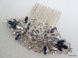 Swarovski Crystal Bridal Hair Comb Wedding Hair Comb Something Blue flower and leaf wedding Hair accessories vintage style ROSELANI