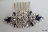 Swarovski Crystal Bridal Hair Comb Wedding Hair Comb Something Blue flower and leaf wedding Hair accessories vintage style ROSELANI