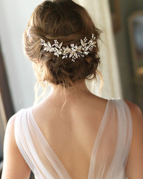 Pearl Bridal Comb, Pearl Wedding Hair Comb, Floral Bridal Hair Comb, Bridal Accessory, Bridal Back Piece, Wedding Back Comb, Bride ~7012