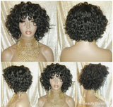 Wig Short Loose Curl Bob Style Brazilian Remy 100% Human Hair Full Cap Women Wig Curly Hair