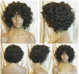 Wig Short Loose Curl Bob Style Brazilian Remy 100% Human Hair Full Cap Women Wig Curly Hair