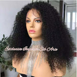 Kinky curly 180% density lace front wig/ human hair kinky curly lace wigs