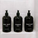 Shampoo Conditioner Body Wash Amber Plastic Refillable Soap Dispensers | Farmhouse Bathroom Shampoo Bottles | 16 oz Refill Apothecary Bottle