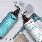 Biotin Shampoo and Conditioner Set For Thinning Hair Sulfate and Paraben Free - Advanced Formula 2x16oz - Shiny Leaf