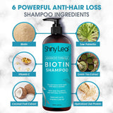 Biotin Shampoo and Conditioner Set For Thinning Hair Sulfate and Paraben Free - Advanced Formula 2x16oz - Shiny Leaf