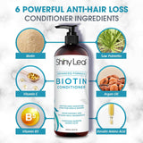 Biotin Shampoo and Conditioner Set For Thinning Hair Sulfate and Paraben Free - Advanced Formula 2x16oz - Shiny Leaf