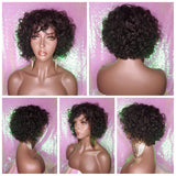 Wig Short Loose Curl Bob Style Brazilian Remy 100% Human Hair Full Cap Women Wig Curly Hair