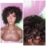 Wig Short Loose Curl Bob Style Brazilian Remy 100% Human Hair Full Cap Women Wig Curly Hair