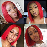 Brazilian Virgin Hair Red 13x6x1 T Middle Part Blunt Cut Lace Front Human Hair