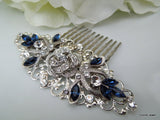 Swarovski Crystal Bridal Hair Comb Wedding Hair Comb Something Blue flower and leaf wedding Hair accessories vintage style ROSELANI