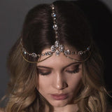 Stonefans Bridal Headband Rhinestone Wedding Hair Chain Headpiece Accessories for Women Crystal Boho Forehead Head Chain Jewelry F1229