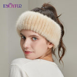 ENJOYFUR women winter headbands real knitted elastic bands for girl fashion luxury female warm hair accessories 2020