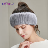 ENJOYFUR women winter headbands real knitted elastic bands for girl fashion luxury female warm hair accessories 2020