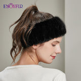 ENJOYFUR women winter headbands real knitted elastic bands for girl fashion luxury female warm hair accessories 2020