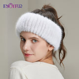 ENJOYFUR women winter headbands real knitted elastic bands for girl fashion luxury female warm hair accessories 2020