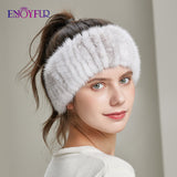 ENJOYFUR women winter headbands real knitted elastic bands for girl fashion luxury female warm hair accessories 2020