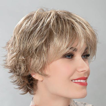 This flattering style features a small monofilament crown, which creates a natural look where the hair falls