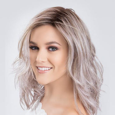 TABU by ELLEN WILLE in LAVENDER | Medium Dark Brown Root, Blended into a Light Silver Smoke Tones, Blended with Various Shades of Purple