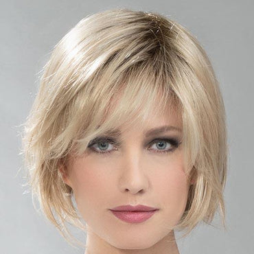 RULE by ELLEN WILLE in CHAMPAGNE TONED 22.16.25 | Med Beige Blonde,  Medium Honey Blonde, and lightest Blonde blend, with light root (Bangs customized for photo shoot)