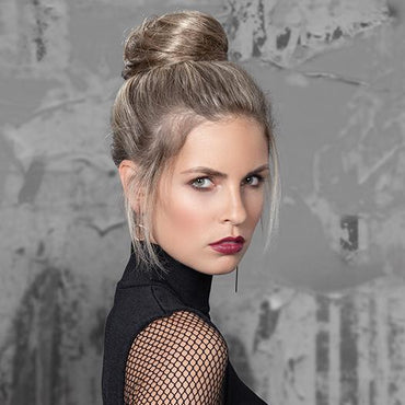 Designed with a netted drawstring base and two combs to secure the bun