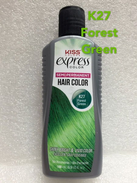 KISS EXPRESS SEMI PERMANENT HAIR COLOR K27 FOREST GREEN  3.5 FL. OZ.