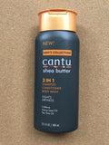 CANTU MEN'S COLLECTION SHEA BUTTER 3 IN 1 SHAMPOO CONDITIONER BODY WASH 13.5 oz