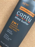 CANTU MEN'S COLLECTION SHEA BUTTER 3 IN 1 SHAMPOO CONDITIONER BODY WASH 13.5 oz